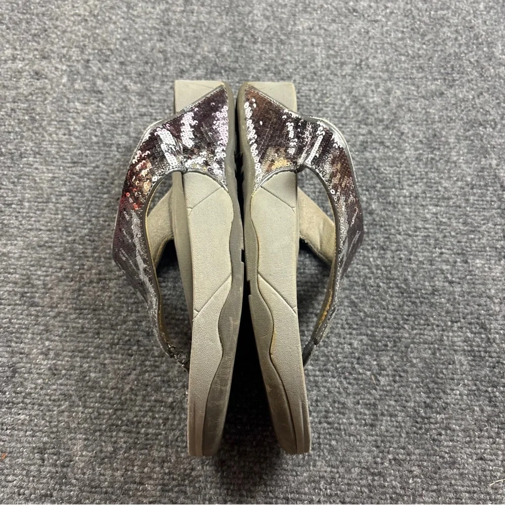 FITFLOP Women’s Grey Lulu Glitter Toe-Post Sandals Flip Flops size: 8 - Picture 7 of 10